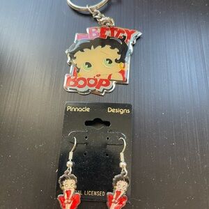 Betty Boop Earrings & Keychain set